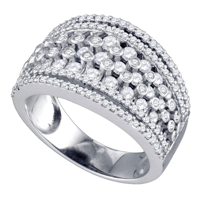 10kt White Gold Womens Round Diamond Symmetrical Band Ring 1-1/4 Cttw