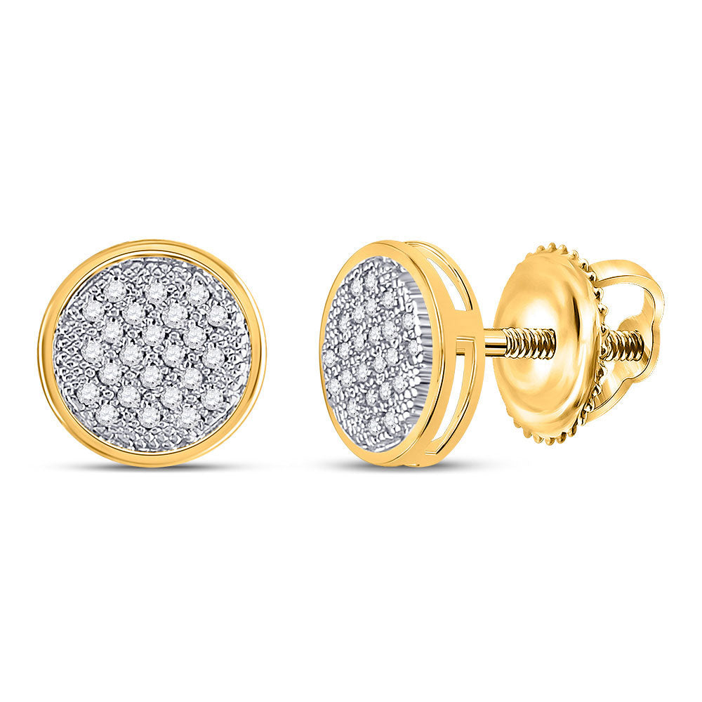 14kt Yellow Gold Womens Round Diamond Circle Earrings 1/6 Cttw