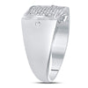 Sterling Silver Mens Round Diamond Square Cluster Ring 1/6 Cttw