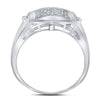 Sterling Silver Mens Round Diamond Square Cluster Ring 1/6 Cttw