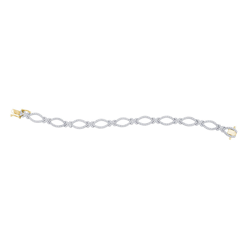 14kt Yellow Gold Womens Round Diamond Link Bracelet 2-3/8 Cttw