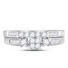 10kt White Gold Princess Diamond Bridal Wedding Ring Band Set 1/2 Cttw