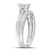 10kt White Gold Princess Diamond Bridal Wedding Ring Band Set 1/2 Cttw