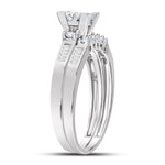 10kt White Gold Princess Diamond Bridal Wedding Ring Band Set 1/2 Cttw