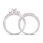 10kt White Gold Princess Diamond Bridal Wedding Ring Band Set 1/2 Cttw