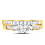 10kt Yellow Gold Princess Diamond Bridal Wedding Ring Band Set 1/2 Cttw