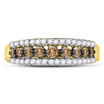 10k Yellow Gold Womens Brown Diamond Band Ring 1/2 Cttw Size 5