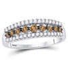 10k White Gold Womens Brown Diamond Band Ring 1/2 Cttw Size 6