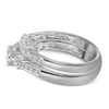 14kt White Gold Round Diamond 3-Stone Bridal Wedding Ring Band Set 1 Cttw