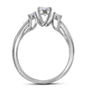 14kt White Gold Round Diamond 3-Stone Bridal Wedding Ring Band Set 1 Cttw