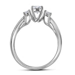 14kt White Gold Round Diamond 3-Stone Bridal Wedding Ring Band Set 1 Cttw