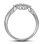 14kt White Gold Round Diamond 3-Stone Bridal Wedding Ring Band Set 1 Cttw