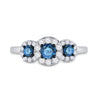 10kt White Gold Round Blue Color Enhanced Diamond 3-stone Bridal Wedding Ring 1 Cttw