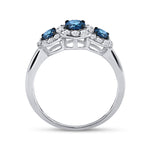 10kt White Gold Round Blue Color Enhanced Diamond 3-stone Bridal Wedding Ring 1 Cttw