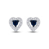 10kt White Gold Womens Round Blue Color Enhanced Diamond Heart Earrings 1/5 Cttw