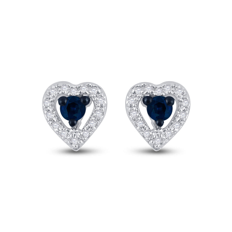 10kt White Gold Womens Round Blue Color Enhanced Diamond Heart Earrings 1/5 Cttw