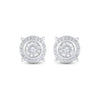 Sterling Silver Womens Round Diamond Stud Earrings 1/10 Cttw