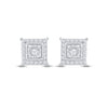 Sterling Silver Womens Round Diamond Solitaire Square Stud Earrings 1/10 Cttw