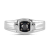 Sterling Silver Mens Round Black Color Enhanced Diamond Solitaire Ring 1/2 Cttw