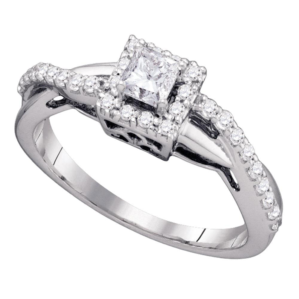 14kt White Gold Princess Diamond Solitaire Bridal Wedding Engagement Ring 1/2 Cttw