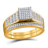 10kt Yellow Gold Round Diamond Rectangle Cluster Bridal Wedding Engagement Ring 1/4 Cttw