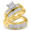 10kt Yellow Gold His Hers Round Diamond Square Matching Wedding Set 3/8 Cttw