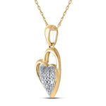 Sterling Silver Womens Round Diamond Heart Pendant 1/10 Cttw