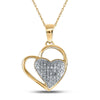 Sterling Silver Womens Round Diamond Heart Pendant 1/10 Cttw