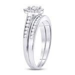 10kt White Gold Diamond Heart Bridal Wedding Ring Band Set 1/2 Cttw Size 5