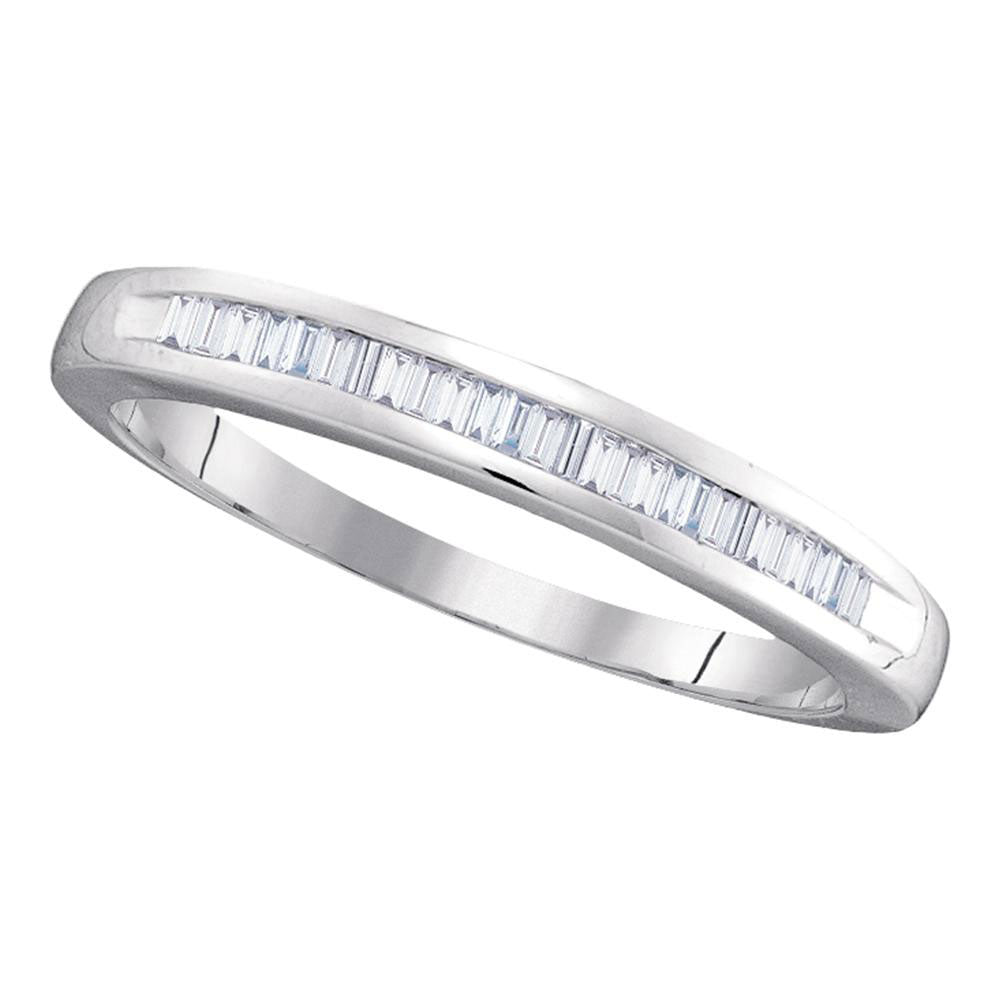 10kt White Gold Womens Baguette Diamond Wedding Anniversary Band 1/4 Cttw