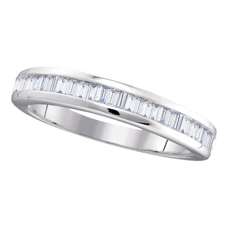 10kt White Gold Womens Baguette Diamond Wedding Band 1/2 Cttw