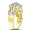 10kt Yellow Gold Womens Round Prong-set Diamond Oval Cluster Ring 1/2 Cttw