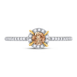 10kt Yellow Gold Round Brown Diamond Solitaire Bridal Wedding Engagement Ring 1/3 Cttw