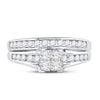 10kt White Gold Diamond Princess Bridal Wedding Ring Band Set 7/8 Cttw