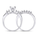 10kt White Gold Princess Diamond Bridal Wedding Ring Band Set 7/8 Cttw