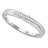 10k White Gold Round Pave-set Diamond Womens Simple 2mm Wedding Band 1/6 Cttw