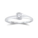 10kt White Gold Womens Round Diamond Solitaire Promise Ring 1/8 Cttw