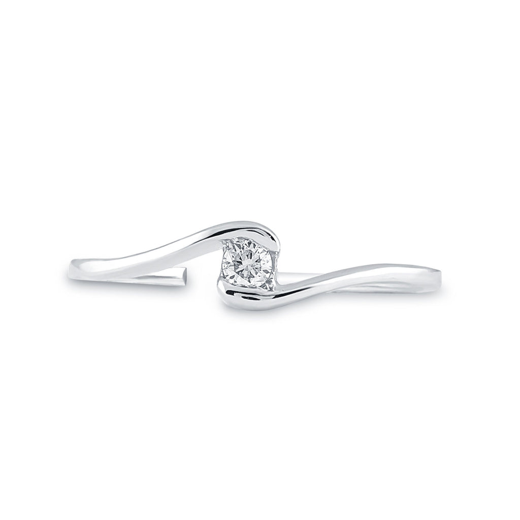 10kt White Gold Womens Round Diamond Solitaire Promise Ring 1/20 Cttw