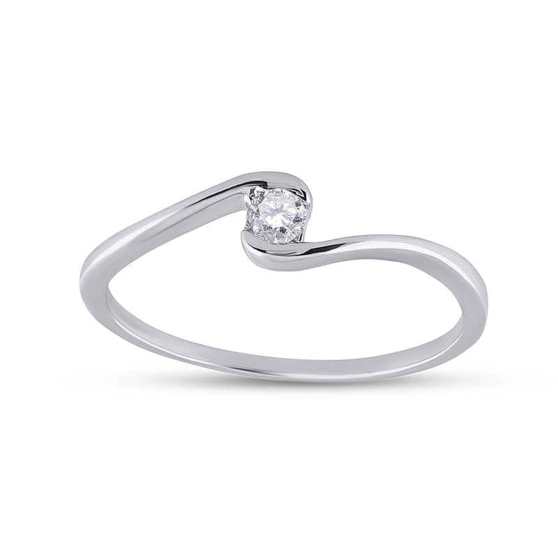 10kt White Gold Womens Round Diamond Solitaire Promise Ring 1/20 Cttw