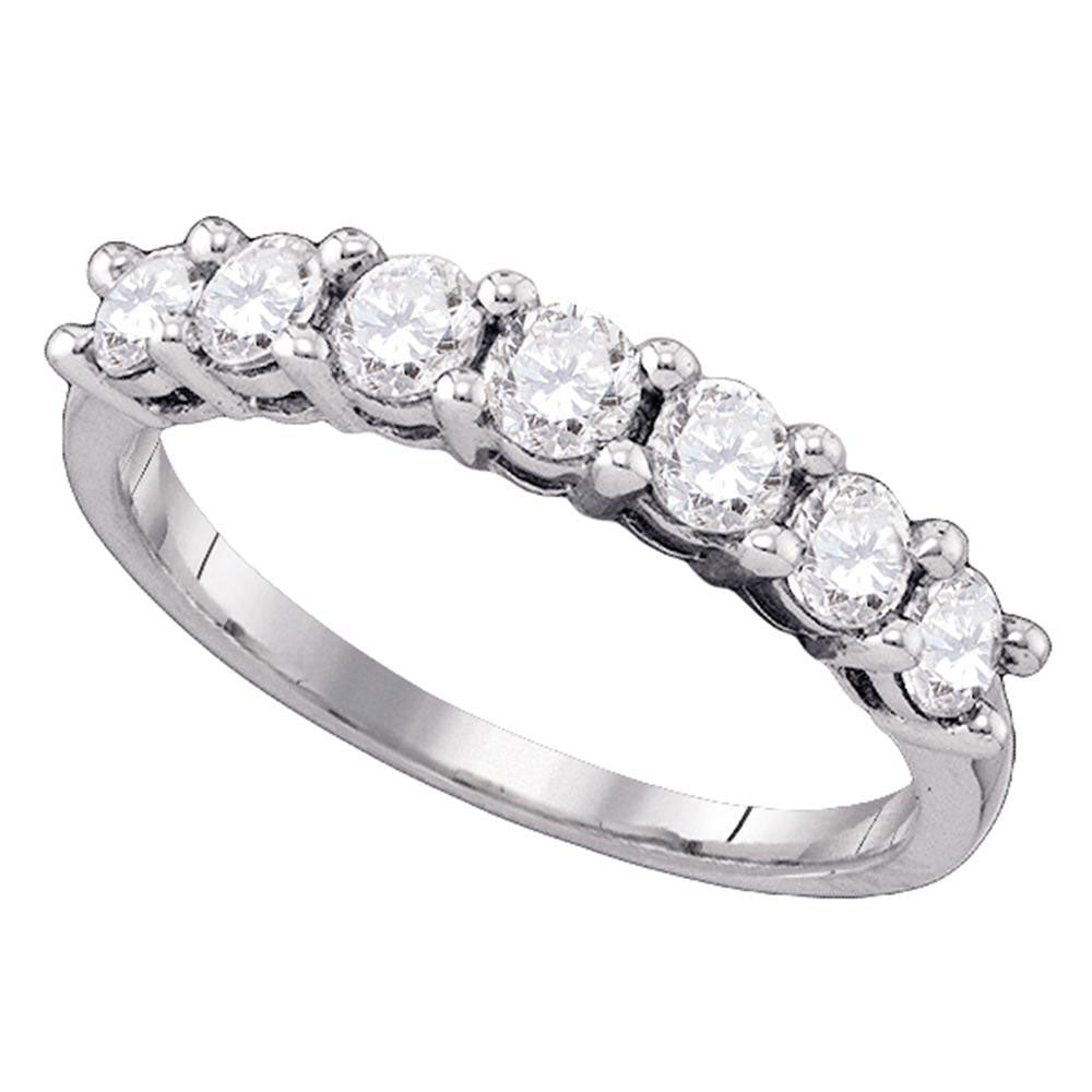 10kt White Gold Womens Round Diamond Wedding Single Row Band 1 Cttw