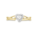 10kt Yellow Gold Womens Round Diamond Heart Promise Ring 1/8 Cttw