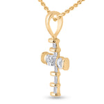 10kt Yellow Gold Womens Round Diamond Cross Pendant 1/8 Cttw