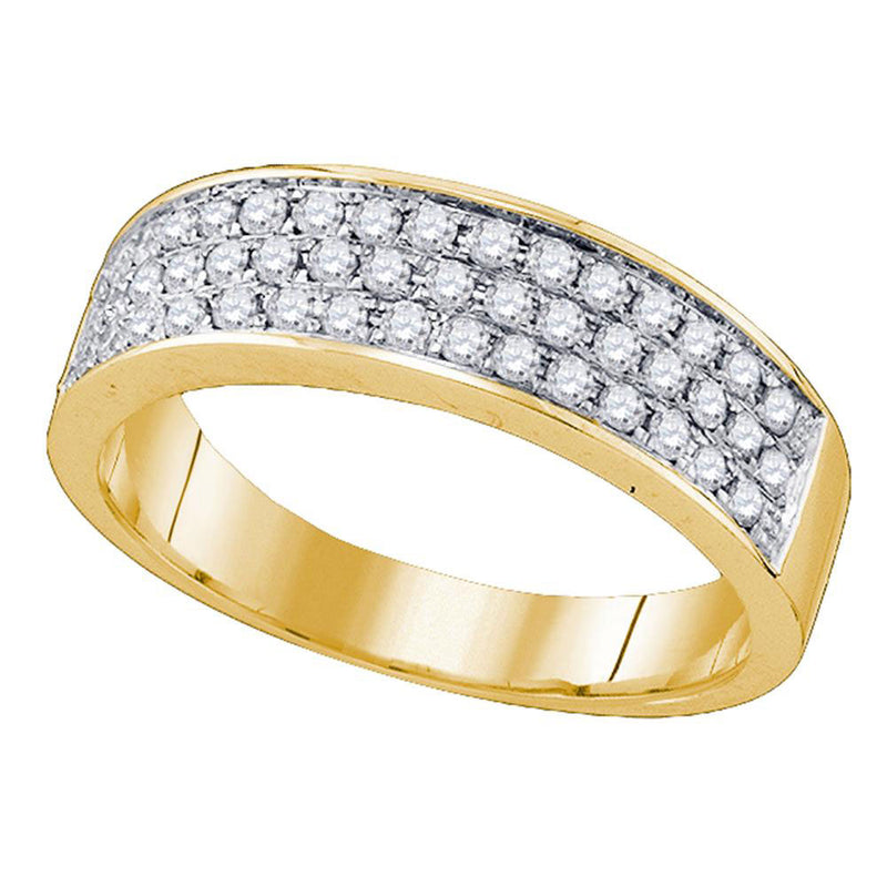 10kt Yellow Gold Womens Round Diamond Pave Band Ring 1/2 Cttw