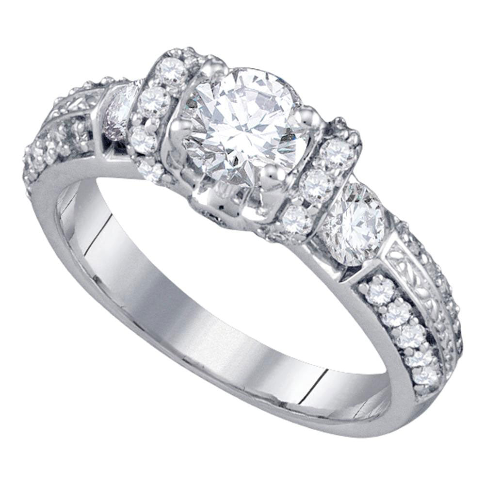 14kt White Gold Round Diamond Solitaire Bridal Wedding Engagement Ring 1-1/2 Cttw