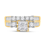 10kt Yellow Gold Princess Diamond Cluster Bridal Wedding Ring Band Set 7/8 Cttw