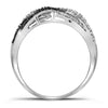 10kt White Gold Womens Round Black Color Enhanced Diamond Woven Band Ring 1/2 Cttw