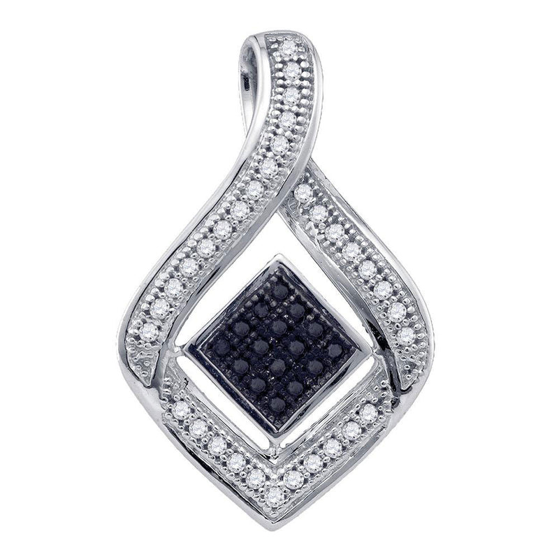 10kt White Gold Womens Round Black Color Enhanced Diamond Fashion Pendant 1/6 Cttw