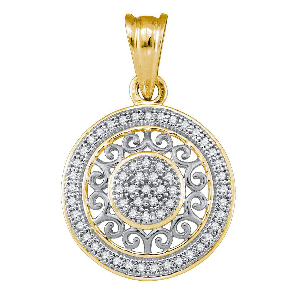 10kt Yellow Gold Womens Round Diamond Circle Pendant 1/6 Cttw