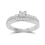 10kt White Gold Princess Diamond Bridal Wedding Ring Band Set 1/3 Cttw