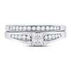 10kt White Gold Princess Diamond Bridal Wedding Ring Band Set 1/2 Cttw